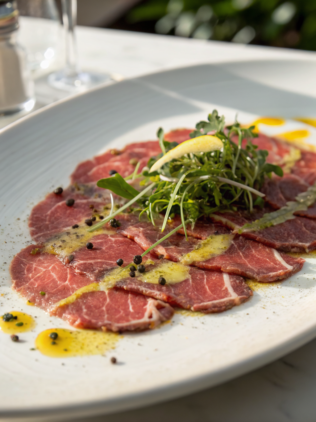 Beef carpaccio with parmesan and oil