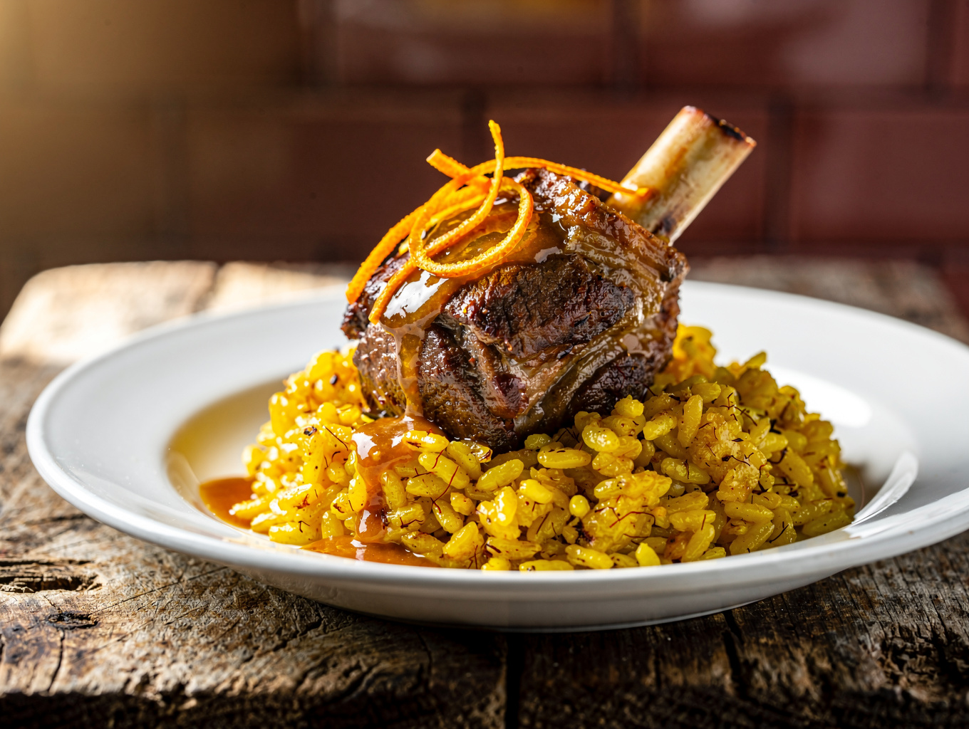 Slow braised ossobuco with saffron risotto