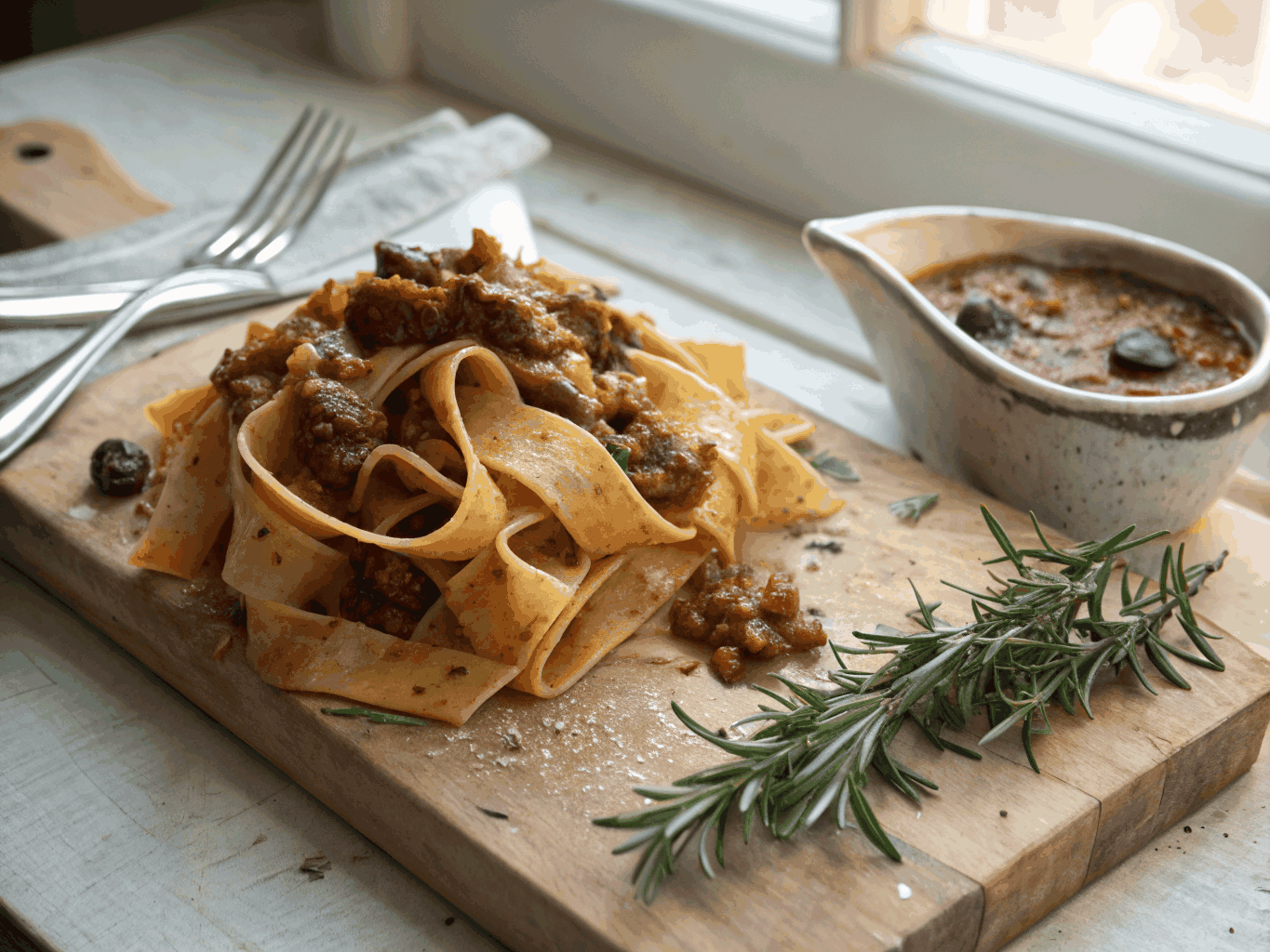 Pappardelle pasta with slow-cooked wild boar ragu