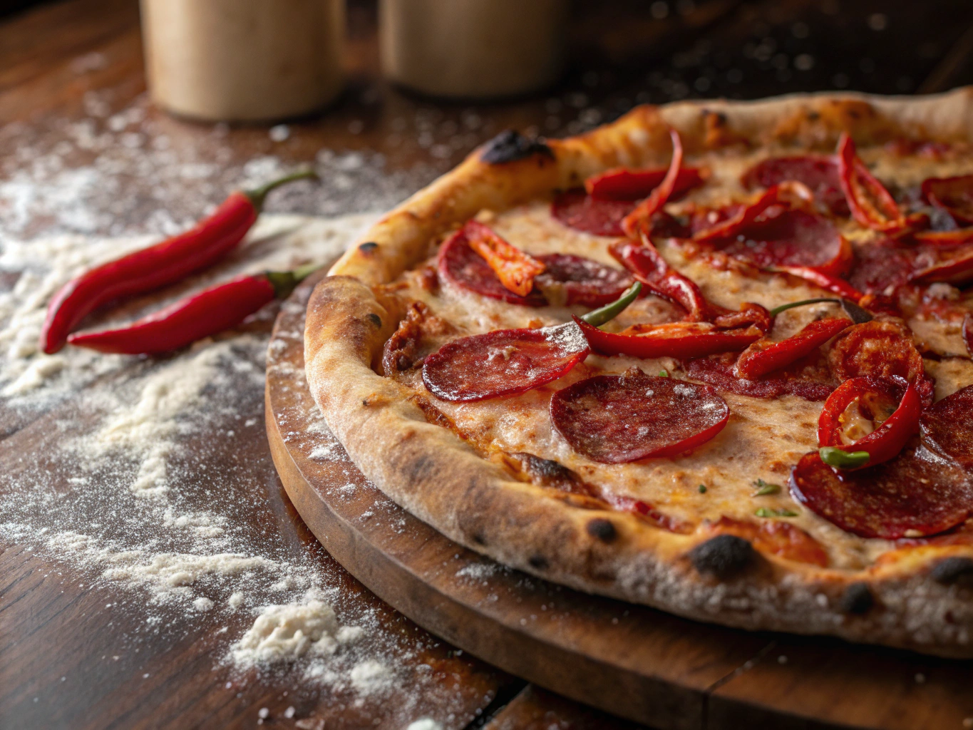 Spicy Calabrian artisan pizza with chili honey